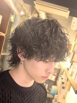 フィフスパーク(fifth PARK) メンズミディアムパーマボブウルフカット緩めスパイラルパーマ