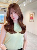 韓国風巻きx韓国レイヤーカットx似合わせカットフェミニンロング