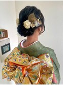 シニヨン×振袖着付け