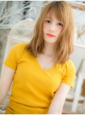 アプリコットオレンジ小顔シースルーバングh4上尾10代20代30代