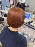 オレンジベージュブリーチ似合わせカット髪質改善ダブルカラー 