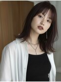 深みカシスブラウンの艶感ミディアムヘア/20代30代40代