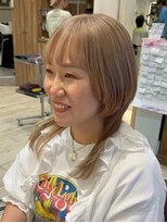 ブラウン(Brown)&nbsp;ボブウルフカット×ハイトーン