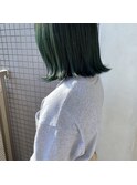 【mori担当】ディープグリーン×伸ばしかけ平行ボブ20代/30代