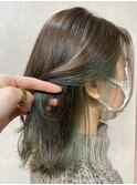【top stylist＊後藤 夏奈 インナーカラーくすみ淡めグリーン】