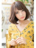 ★斜めバング艶感チョコレートくせ毛風大人ボブ20代30代40代★9