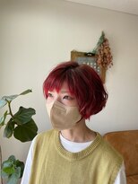 エルフゥ(Elle fou)&nbsp;ショートボブ　コントラストカラー　レッド