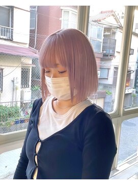 ヲタク(wotaku.) ピンクカラーピンクベージュボブミニボブぷつっとボブハイトーン