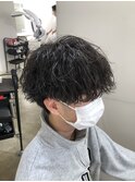 メンズパーマツイスパ波巻きスパイラルマッシュセンターパート