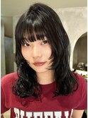 ミディアムくびレイヤー小顔カット艶髪姫カット20代30代40代