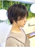 大人ショートボブ丸みショートカットマッシュショート前髪あり