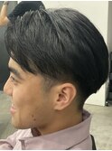 フェザーパーマ/グレーブルーカラー/刈り上げショートパンク
