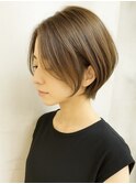 市川ショートヘアショートボブショートカット白髪染めハイライト