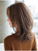 ミディアムレイヤー脱白髪染め白髪ぼかしカラー 40代50代60代