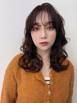 バイオレット 表参道店(Violet) くびれミディアムパーマ風ヘアセットダークブラウンカラーTK-78