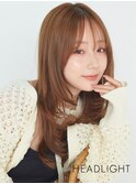 #小顔似合わせミディアム韓国ウルフレイヤーミルクブラウン