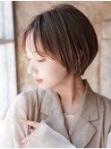 大人可愛い20代30代40代黒髪前下がりショートボブ丸みショート◎