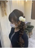 #ヘアアレンジ #ヘアセット #編みおろし #サイドポニー