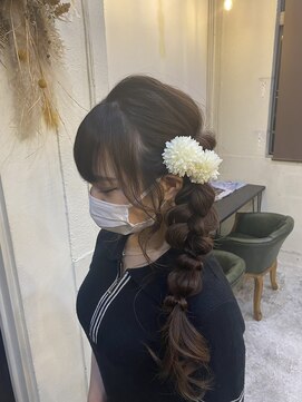 ボアップ 新居浜店(boappu) #ヘアアレンジ #ヘアセット #編みおろし #サイドポニー
