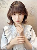 グレージュカラー 韓国ヘア 顔まわり イヤリングカラー 166