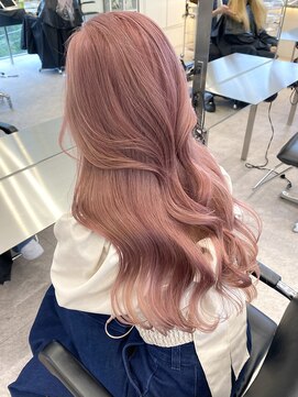 サンクプロジェクト(cinq PROJECT) ハイトーンミルクティーピンクベージュダブルカラー韓国レイヤー