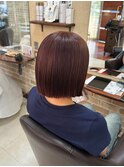 ラベンダーグレージュ×ぱっつんボブ小顔