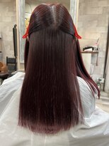 ハコ(H.A.Co) レイヤーカット+縮毛矯正+ワインレッドカラーです。