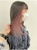 インナーカラー×くすみピンク