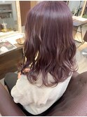 10代20代大人可愛いルーツカラーチェリーレッドニュアンスパーマ