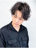 20代30代韓流☆ツイストパーマショートアッシュブラック