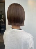 小顔外ハネミディアムベージュ20代30代40代切りっぱなしボブ