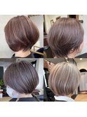 白髪ぼかし/イメチェンヘアスタイル/前髪カタログ/ショートボブ
