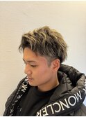 ゴールドメッシュアップバング