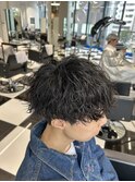 メンズパーマツイスパ波巻きスパイラルマッシュセンターパート