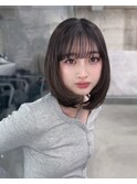 黒髪韓国小顔レイヤーイメチェン暗めオリーブグレークラゲヘアー