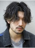 センターパートフェザーパーマツイストスパイラルパーマメンズ