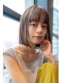 大人かわいい小顔前下がりボブ×グレージュ×ハイライトカラー