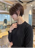 ショート×ハイライト白髪ぼかし×シルキーベージュ[心斎橋]