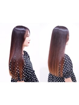 ダメージの少ない酸性ストレートで自然な仕上がりに♪毛先まで潤いのある美髪へ◎【縮毛矯正/髪質改善】