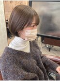 ショートボブ＋ブリーチなしベージュ