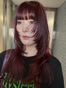 アンドスタイル(&style) ブリーチなしダブルカラー　レッドブラウン　レイヤーカット