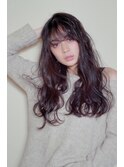 20代30代クセ毛風パーマゆるふわペールパープルブラウン