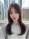 ロングヘア韓国ヘアセンター分け前髪 YU-2