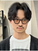 マッシュセンターパートメンズmen'sニュアンスパーマ