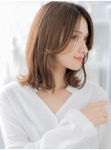 かきあげバングモカブラウンくびれミディアムh4越谷20代30代40代