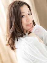 カバーヘア ブリス 戸田公園西口店(COVER HAIR bliss)&nbsp;ミルクグレージュくびれレイヤーかきあげミディアム30代40代X