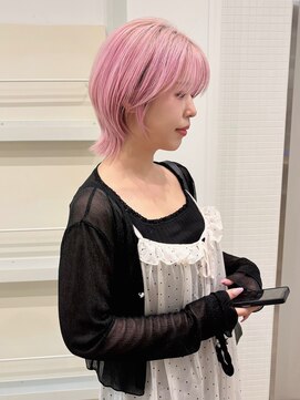 バジルプープラ(basil pupula) 柔らかピンク×くびれレイヤーボブ