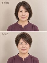 aptas 青山/表参道 白髪染め/白髪ぼかしハイライト/ボリュームアップエクステ&nbsp;表参道/青山/50代/ショート