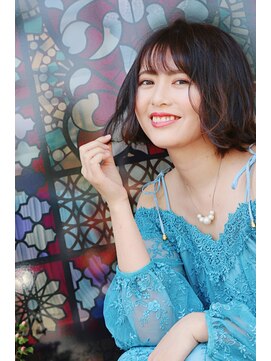 ランプヘアー(LAMP HAIR) 外ハネゆるふわスパイラル可愛い愛され小顔ボブ黒髪暗髪