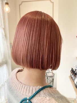 ラボヌールヘアー シェリ 久喜店(La Bonheur hair cheri) 【cheri石川】ピンクベージュ/ぷつっとボブ【久喜美容室】